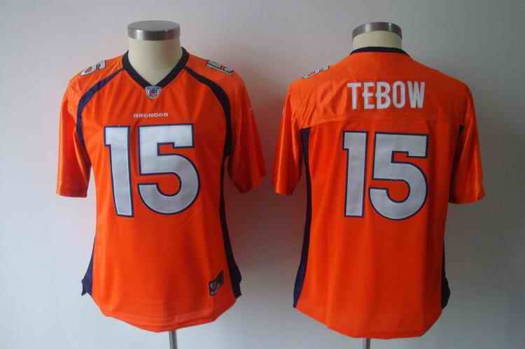 Broncos 15 Tebow orange team women Jerseys