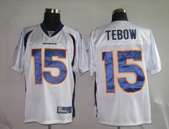Broncos 15 Tim Tebow White Jerseys