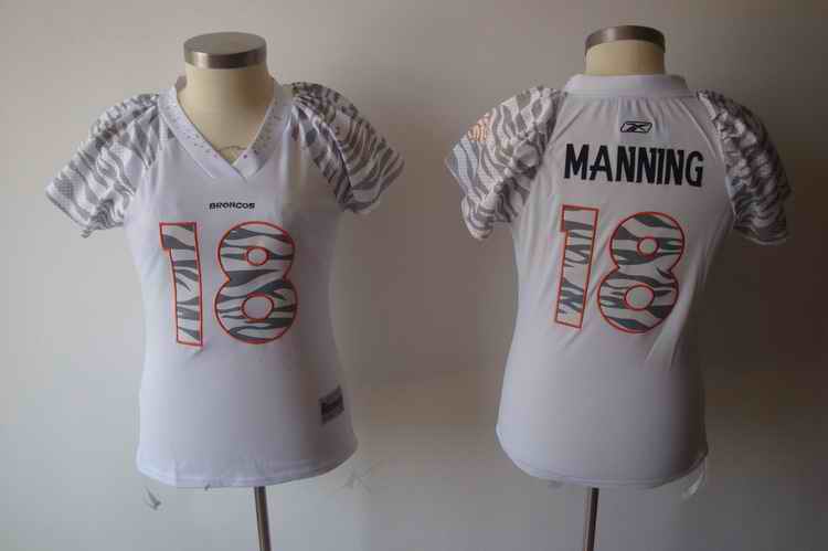 Broncos 18 MANNING White zebra field fashion jerseys