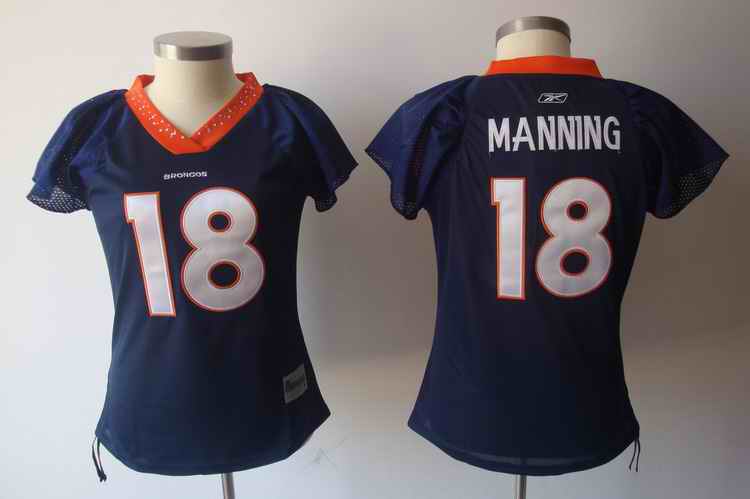 Broncos 18 MANNING navy women jerseys