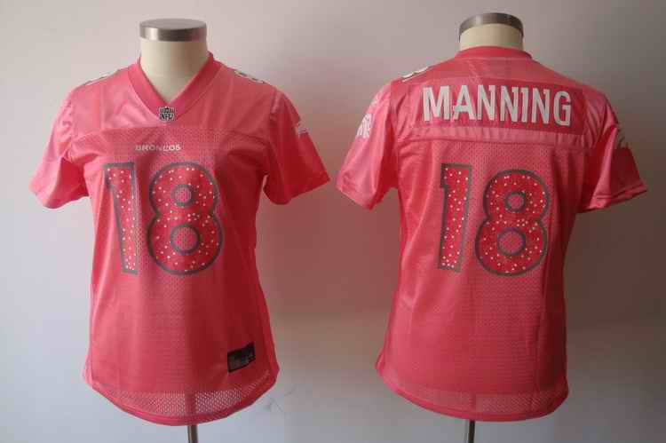 Broncos 18 MANNING pink women jerseys