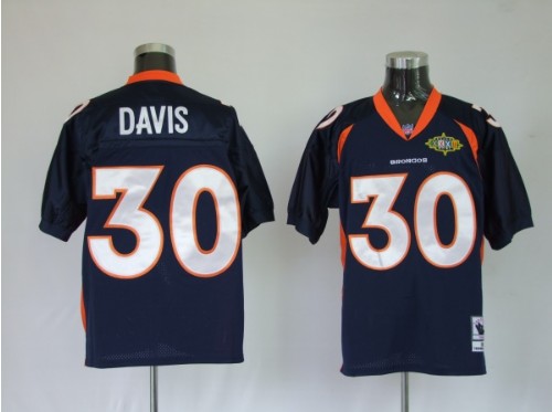 Broncos 30 Terrell Davis Premier Blue Throwback Jerseys