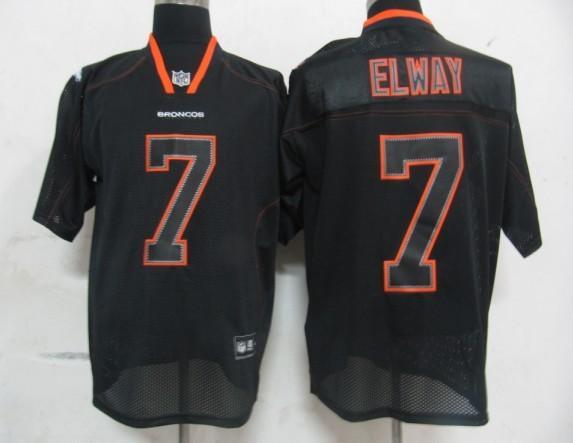 Broncos 7 Elway black field shadow Jerseys