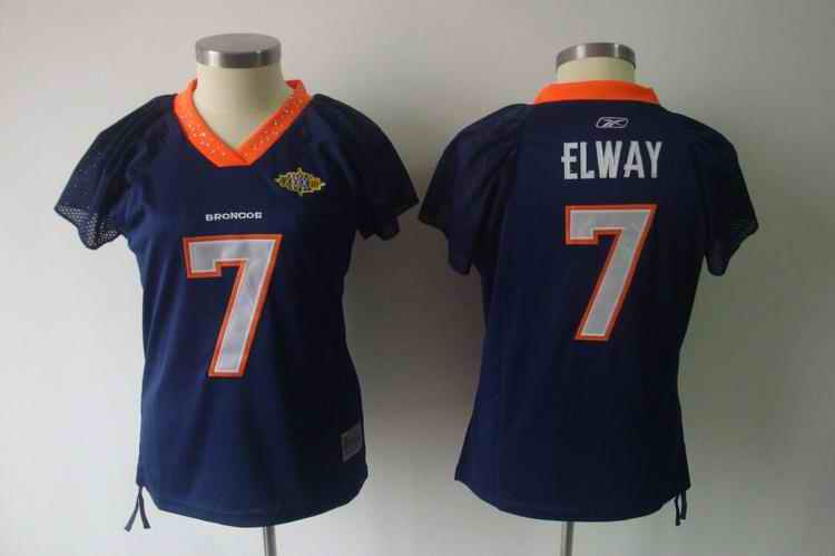 Broncos 7 Elway blue women Jerseys