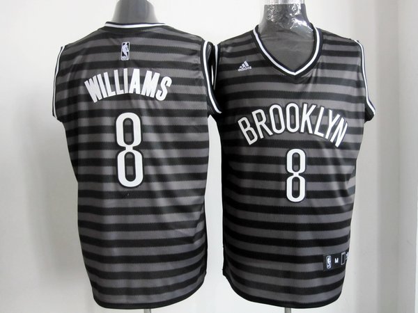 Brooklyn Nets 8 Williams Black Gride Grey Jerseys
