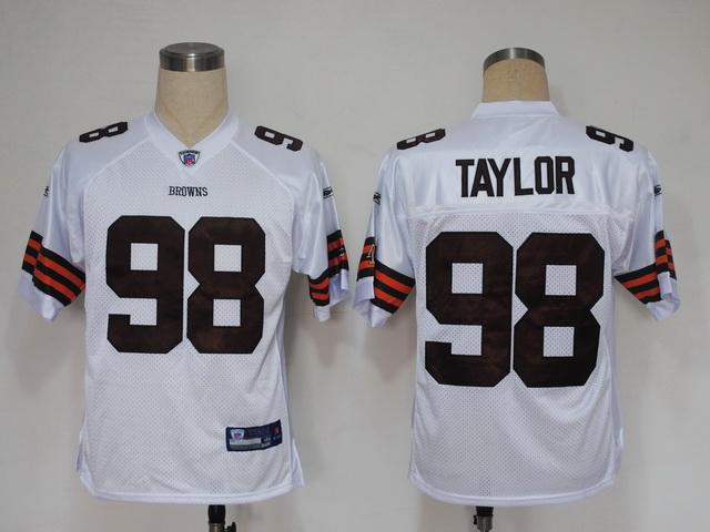 Browns 98 Phil Taylor White Jerseys