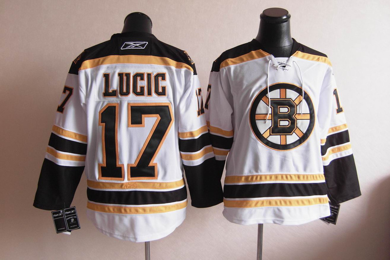Bruins 17 Lucic White Jerseys