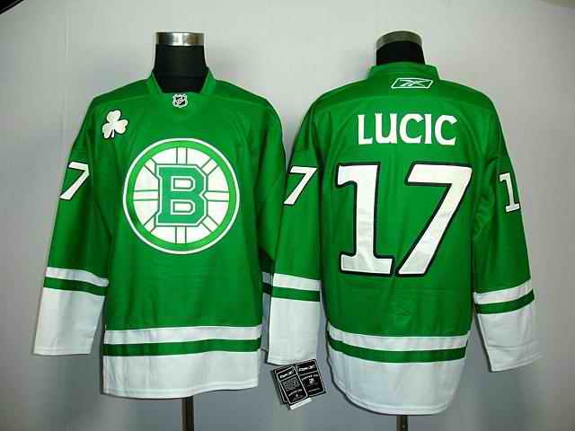 Bruins 17 Lucic green St.Patricks Day Jerseys