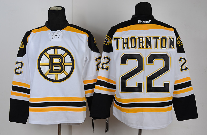 Bruins 22 Thornton White Jerseys