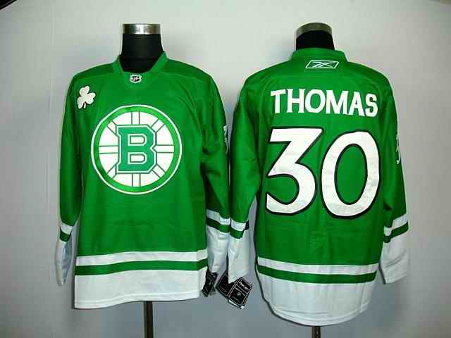 Bruins 30 Thomas green St.Patricks Day Jerseys
