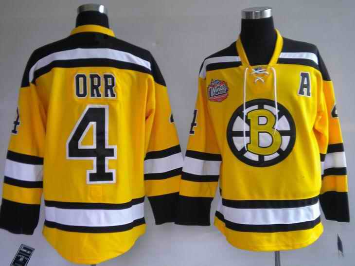 Bruins 4 Bobby Orr Yellow Winter Classic Jerseys