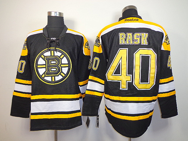 Bruins 40 Rask Black Jerseys