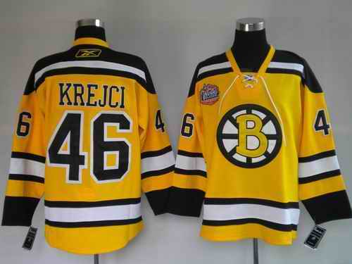 Bruins 46 Krejci Yellow Winter Classic Jerseys