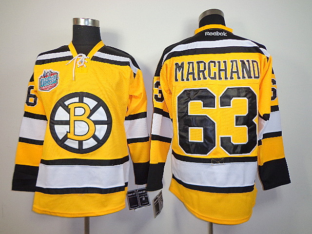 Bruins 63 Marchand Yellow Winter Classic Jerseys