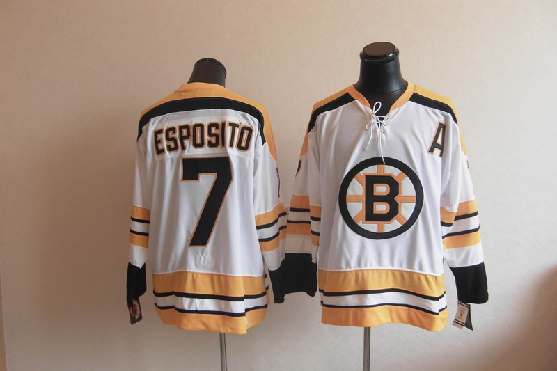 Bruins 7 Esposito White Jerseys