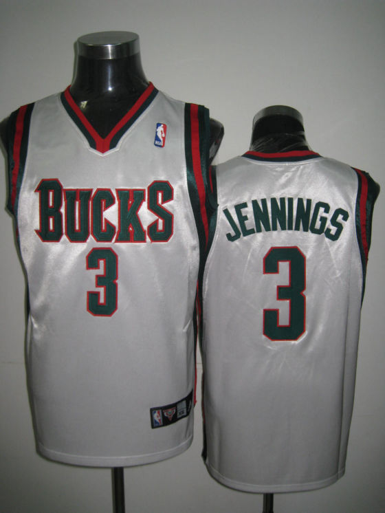 Bucks 3 Brandon Jennings White Jerseys - Click Image to Close