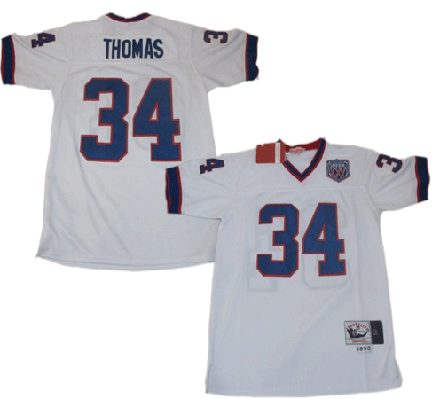 Buffalo Bills 34 THOMAS White Throwback Jerseys Buffalo Bills 34 THOMAS White Throwback Jerseys