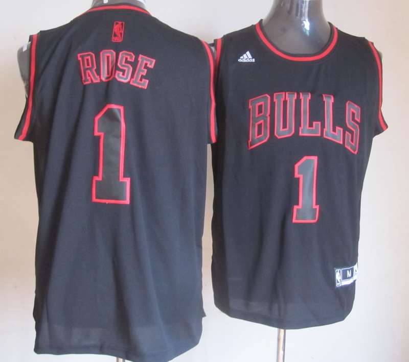 Bulls 1 Rose Black (red letters)Fashion Jerseys