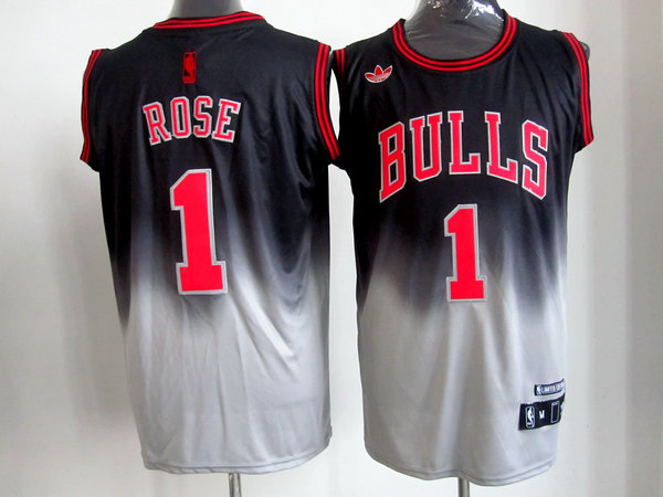 Bulls 1 Rose Black&Grey Jerseys