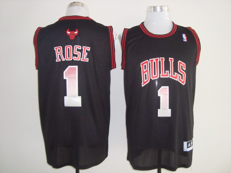 Bulls 1 Rose Black Red&No New Jerseys