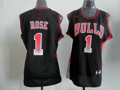 Bulls 1 Rose Black Women Jersey