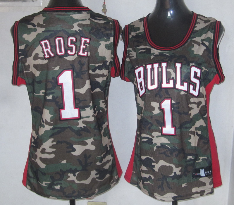 Bulls 1 Rose Camo Women Jersey