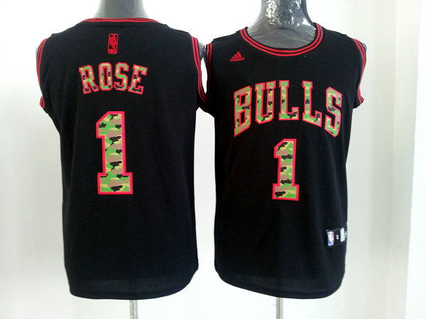 Bulls 1 Rose Camo number Jerseys