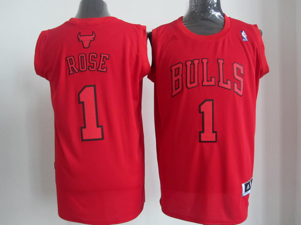 Bulls 1 Rose Red Christmas Jerseys