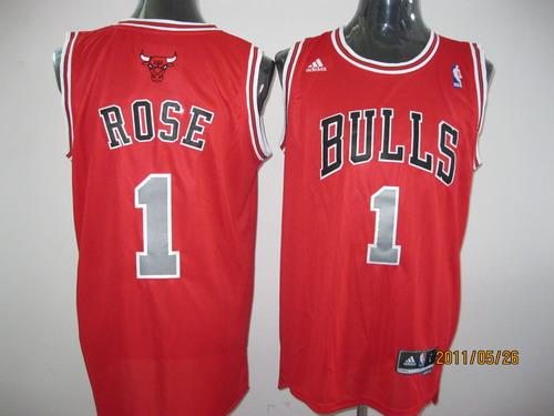 Bulls 1 Rose Red Grey Number Jerseys