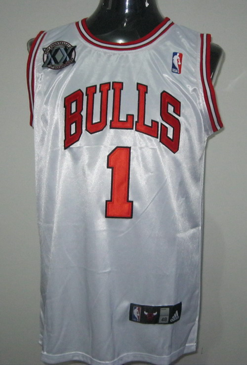 Bulls 1 Rose White 20th Anniversary Jerseys