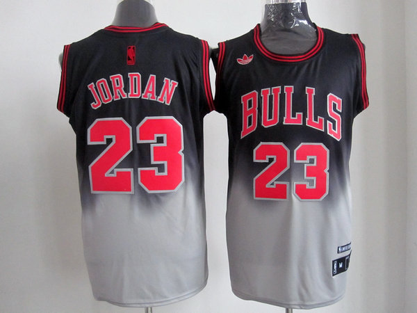 Bulls 23 Jordan Black&Grey Jerseys