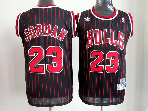 Bulls 23 Jordan Black red strip Jerseys
