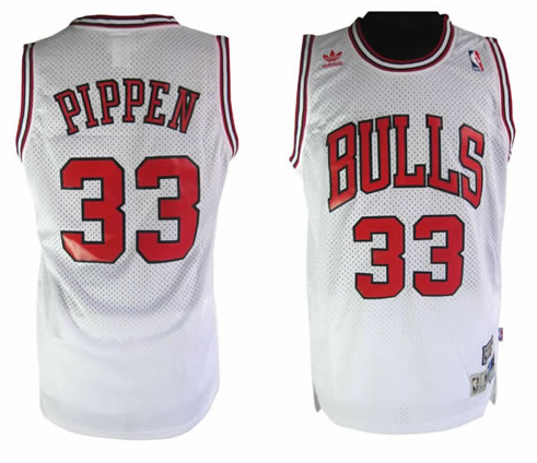 Bulls 33 Pippen White Mesh Jerseys