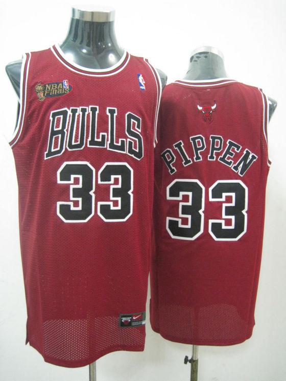 Bulls 33 Scottie Pippen Red Fianl Patch Jerseys