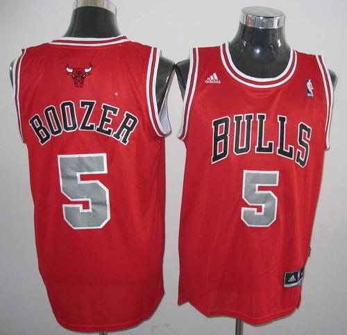 Bulls 5 Boozer Red Grey Number Jerseys