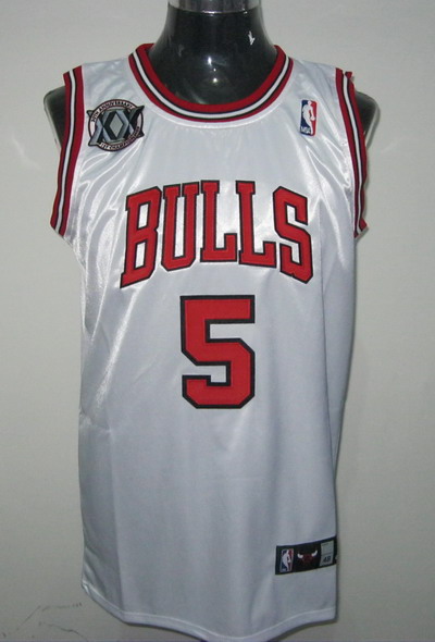 Bulls 5 Boozer White 20th Anniversary Jerseys