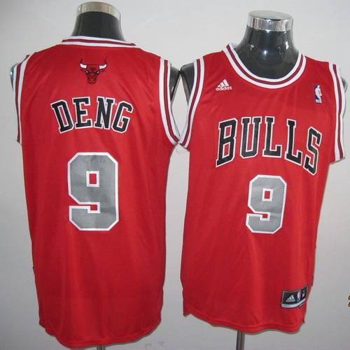 Bulls 9 Deng Red Grey Number Jerseys