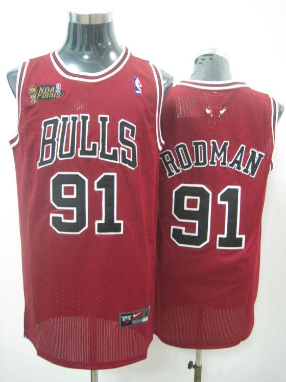Bulls 91 Dennis Rodman Red Final Patch Jerseys