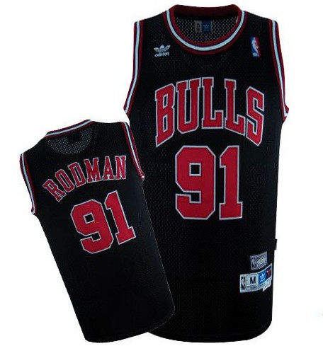 Bulls 91 Rodman Black Jerseys