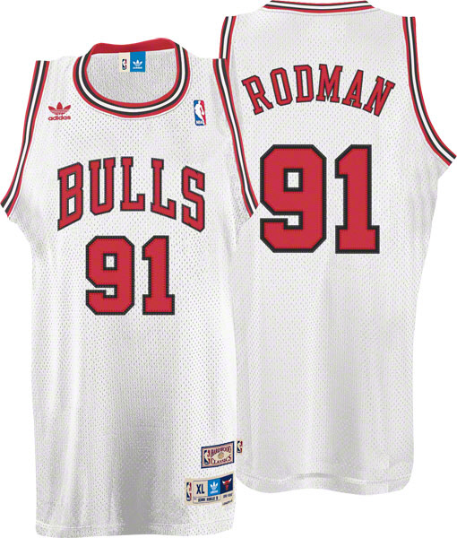 Bulls 91 Rodman White Jerseys