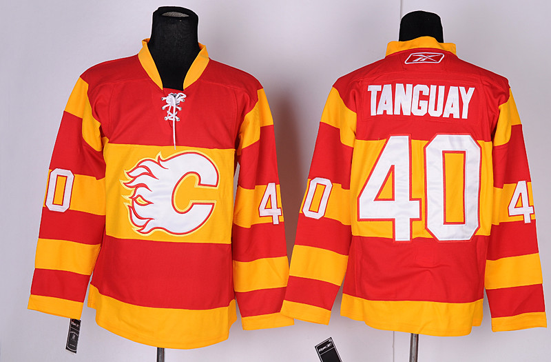 Calgary Flames 40 Tanguay Red&Orange Jerseys