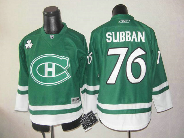 Canadiens 76 Subban Green Jerseys