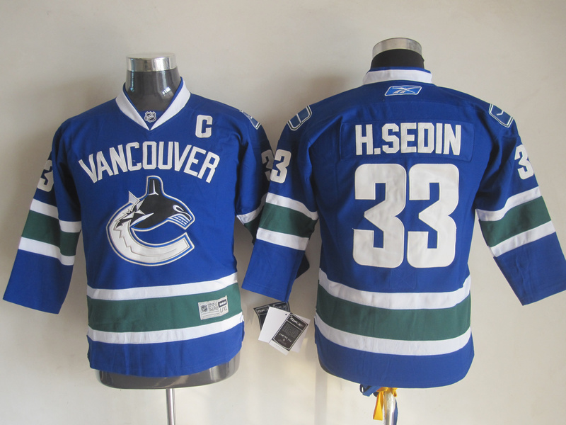Canucks H.Sedin 33 Blue Youth Jersey - Click Image to Close