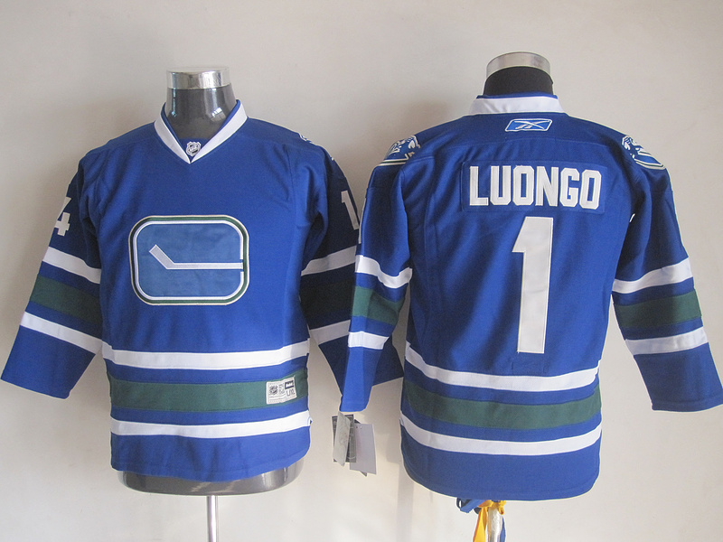 Canucks Luongo 1 Blue Third version Youth Jersey