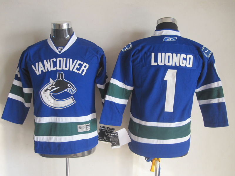 Canucks 1 Luongo Blue Youth Jersey - Click Image to Close