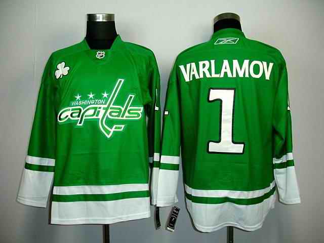 Capitals 1 Varlamov green St.Patricks Day Jerseys