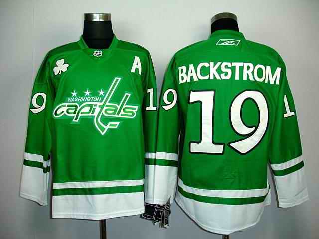 Capitals 19 Backstrom green St.Patricks Day Jerseys