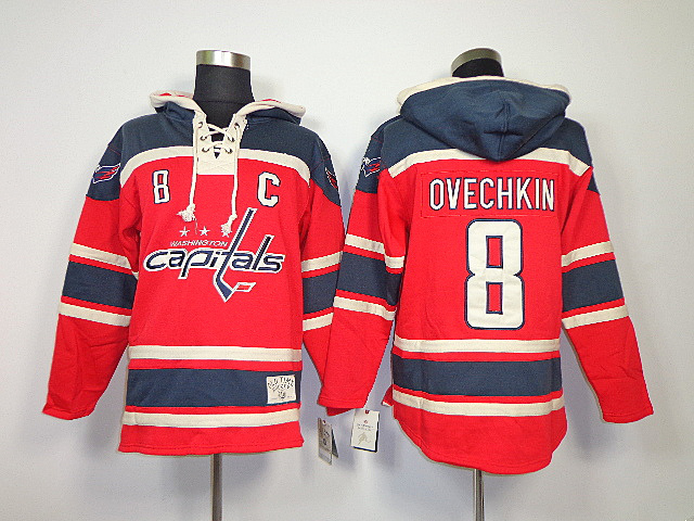 Capitals 8 Ovechkin Red Hooded Jerseys