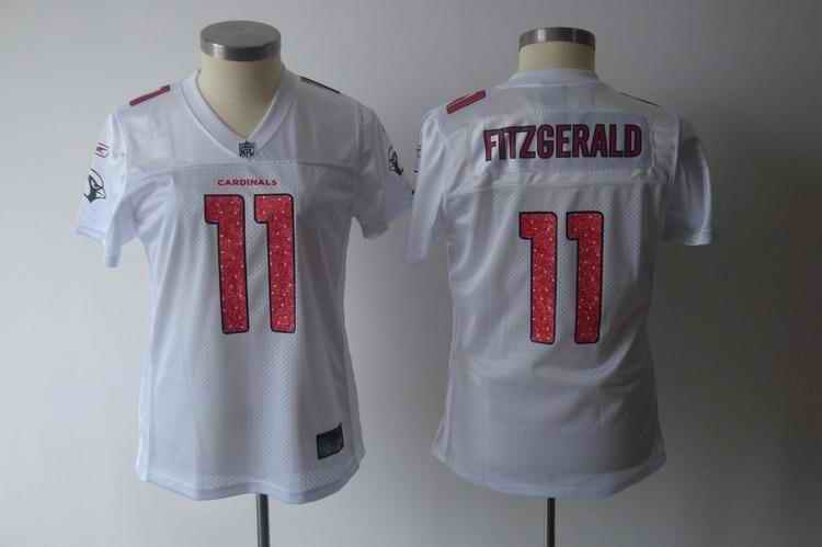 Cardinals 11 Fitzgerald white priting women Jerseys