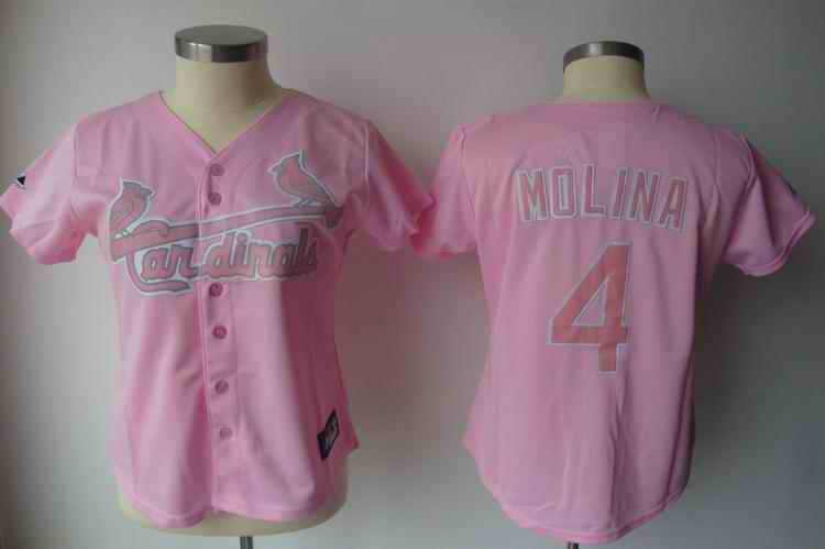 Cardinals 4 Molina pink women Jersey